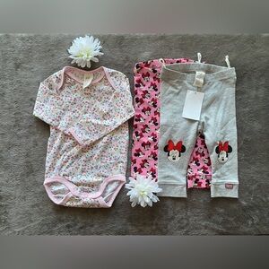 NWOT H&M Baby Girl Minnie Mouse & Floral 3pc Bundle - Retro Disney 4-6MOS
